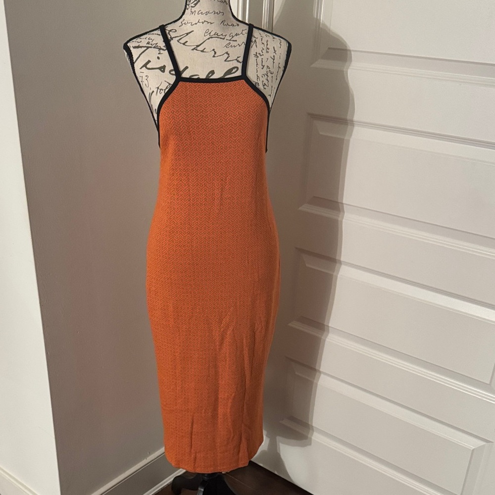 Elegant Orange Midi Dress